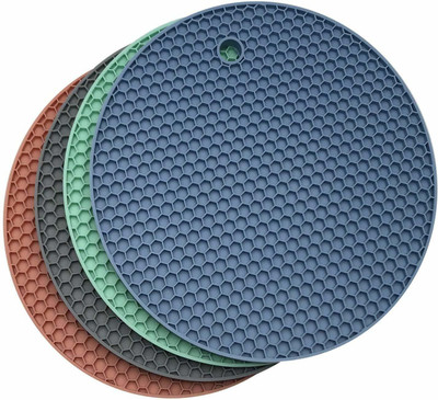 MOBONE Round Reversible Rubber Coaster Set(Pack of 4)