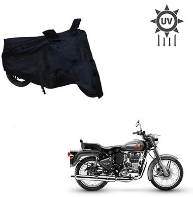 Atulit enterprises Two Wheeler Cover for Royal Enfield(Bullet 500, Black)