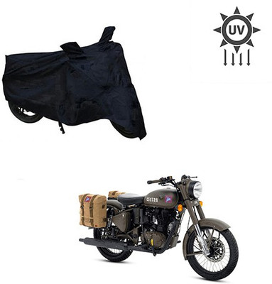 Atulit enterprises Two Wheeler Cover for Royal Enfield(Classic 500, Black)