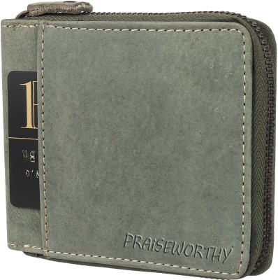 Praiseworthy Men Casual Green Genuine Leather Wallet(5 Card Slots)