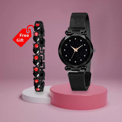 blutech and Diamond Studded Bracelet Analog Watch  - For Girls