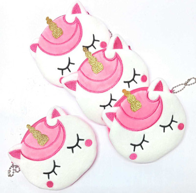 AMANVANI Unicorn Round Plush Coin Pouch/Unicorn Pouch Coin Purse(Pack of 4)