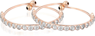 Dzinetrendz Brass Cubic Zirconia Rhodium Bangle Set(Pack of 2)