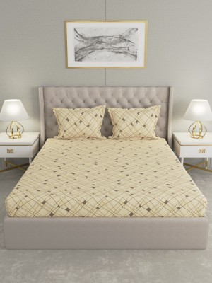 Raymond Home 104 TC Cotton Double Geometric Flat Bedsheet(Pack of 1, Beige)