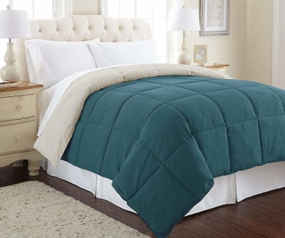 EAlma Solid Single Comforter for  AC Room(Microfiber, Olive Green & Grey)