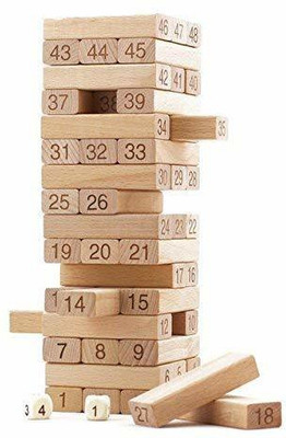 Dorytoys Wooden 54 Colored Wooden Building Block Dominoes(Brown)
