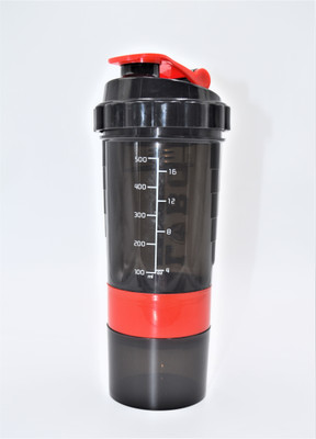 LOBO SPORTS 600 ml Plastic Shaker(Pack of 1, Black, Red)