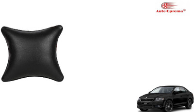 Auto Oprema Black Leather Car Pillow Cushion for Skoda(Rectangular, Pack of 1)