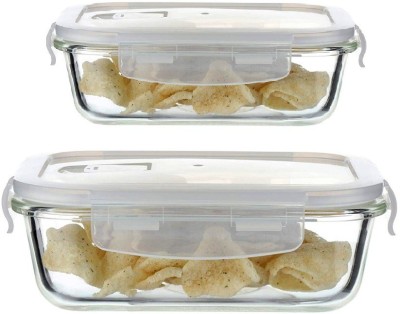 Femora Glass Grocery Container  - 1000 ml, 400 ml(Pack of 2, White)