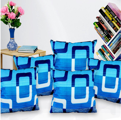 KANUSHI Polyester Cushions Cover(41 cm*41 cm, Pack of 5, Blue)
