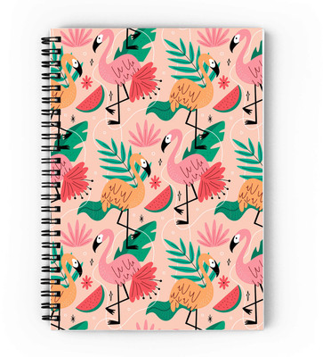 epheriwala Tropical Flamingo Pattern A5 Diary Unruled 160 Pages(Orange)