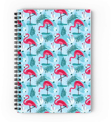 epheriwala Blue Flamingo Pattern A5 Diary Unruled 160 Pages(Blue)