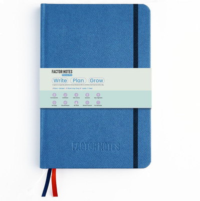 Factor Notes Ultimate Planner: Undated 12 Months / Productivity Stickers/ Habit Tracker A5 Planner Hardbound 208 Pages(Blue)