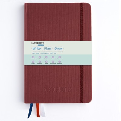 Factor Notes Ultimate Planner: Undated 12 Months / Productivity Stickers/ Habit Tracker A5 Planner Hardbound 208 Pages(Maroon)