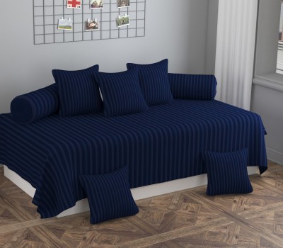 ELUSIVE Polycotton Striped Diwan Set(Blue)