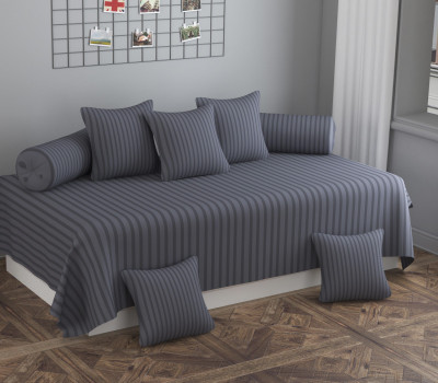 Lajak Collection Polycotton Striped Diwan Set(Grey)