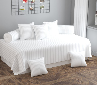 Apala Polycotton Striped Diwan Set(White)