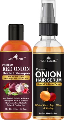 PARK DANIEL Premium Red Onion Shampoo & Onion Hair Serum- For Silky & Smooth Hair Combo Pack 2 Bottle of 100 ml(200 ml)(2 Items in the set)