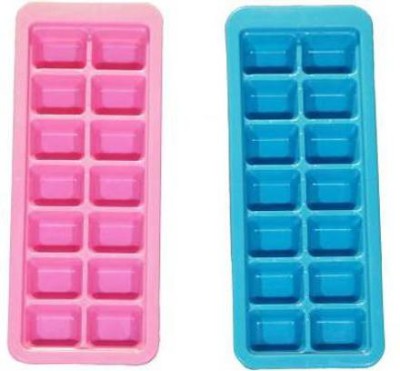 Sharry Ice Tray Multi Colour-5018 Pink, Blue Plastic Ice Cube Tray(Pack of2)