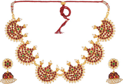bharatanatyam jewellery Brass Gold-plated Multicolor Jewellery Set(Pack of 1)