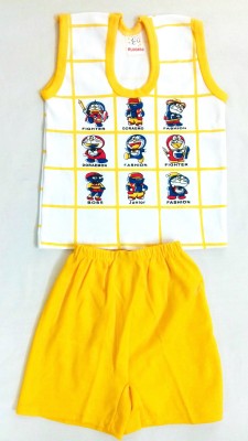 RUKMINI Baby Boys & Baby Girls Doraemon Casual T-shirt Shorts(Yellow)