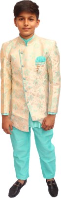 Twig Festive Kids Wear Collection Boys Festive & Party Ethnic Jacket, Kurta and Dhoti Pant Set(Green Pack of 1)