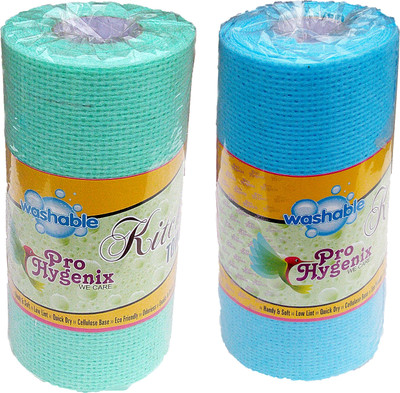 mitawa Combo of 2 Washable Non Wowen Kitchen Towel Set Green and Blue(4 Ply, 240 Sheets)
