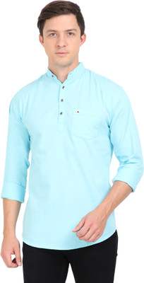 AIDAN PAUL Men Solid Straight Kurta(Light Blue)