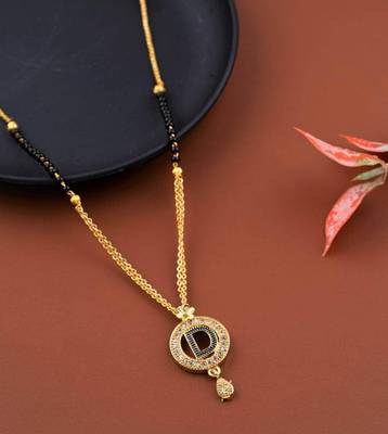D letter mangalsutra gold plated pendant locket for girls women