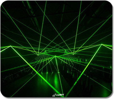 FirseBUY Green Laser Design Printed Mouse pad for Laptop, Desktop, Computer 18cm x 22cm (Green) Non Slip Base Mousepad(Multicolor)