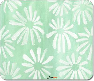 FirseBUY White Flowers Art Pattern Printed Non-Slip Skid Resistant Surface Rubber Mouse Pad - (Multicolor) Non Slip Base Mousepad(Multicolor)