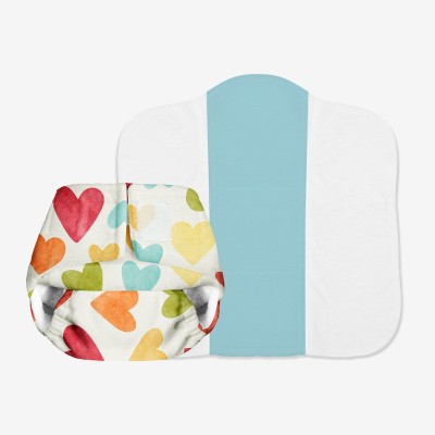 Superbottoms Newborn UNO - Washable & Reusable Nappy/ Cloth Diaper + 1 Organic Cotton Dry Feel Pad (2.5kg- 7kg Babies) (Baby Hearts)