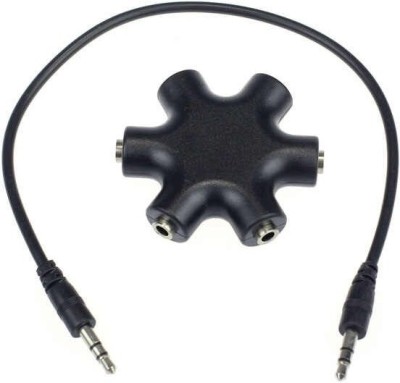 play run 6 -Port Rockstar Multi Headphone 3.5mm audio splitter Black Phone Converter Rockstar Splitter Headset Aux USB Mug(Black)