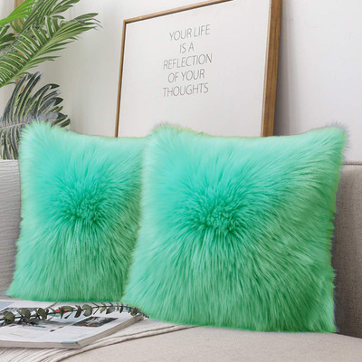 PriMaryHoMe Microfibre Solid Cushion Pack of 2(Light Green)