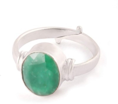 Neeba Metal Emerald Silver Plated Ring