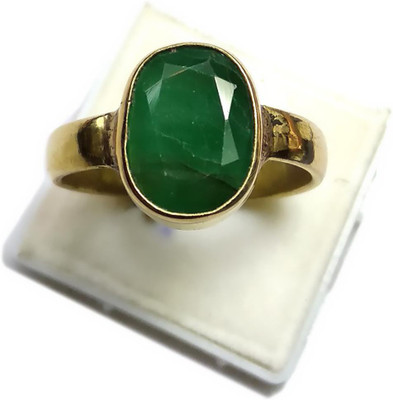 PRIYANSHU NAVRATN Natural Certified Emerald Panna Ring 5.25 - 6.25 Ratti Panchdhatu Gold Plated Adjustable Ring For Men and Women Alloy Emerald Gold Plated Ring