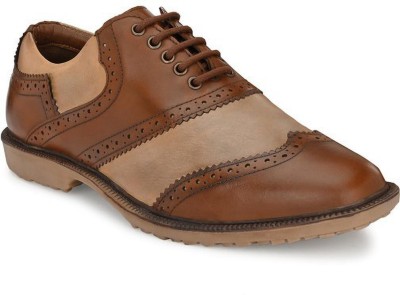 CARLO ROMANO Brogues For Men(Beige, Brown , 6)