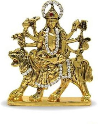 gandak Goddess Maa Durga Idol For Car Dashboard | Home Decor | Gifting Decorative Showpiece  -  6.5 cm(Brass, Gold)
