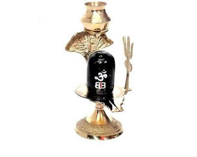 LOTUS RISE Shiva Ling Statue of Brass. Decorative Showpiece - 10 cm (Brass, Gold, Black) Decorative Showpiece  -  10 cm(Brass, Black, Copper, Gold)