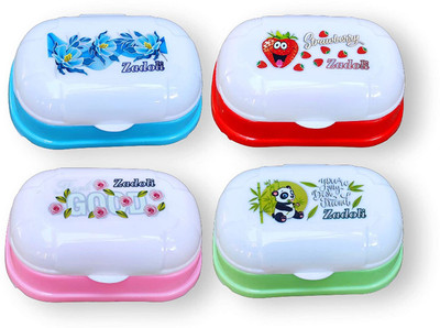 JSK Plastic soap case box with cover Travel box set of 4(Multicolor)