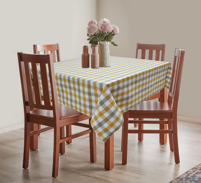 Flipkart SmartBuy Cotton 4 Seater Checkered Table Cover(Yellow, Beige, White)