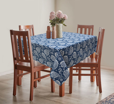 AIRWILL Cotton 4 Seater Printed Table Cover(Blue)