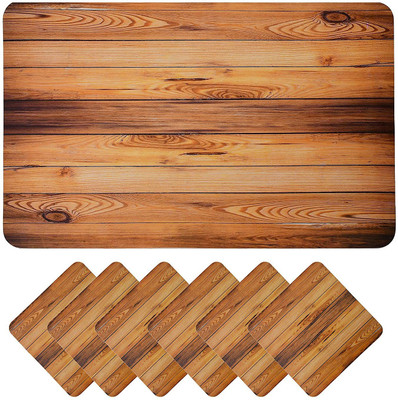 YELLOW WEAVES Rectangular Pack of 6 Table Placemat(Brown, Plastic)
