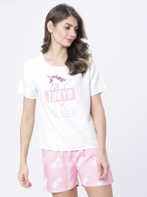 Tokyo Talkies Casual Short Sleeve Printed Women Multicolor Top