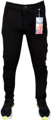 RKM STORE Solid Men Black Track Pants