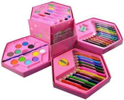 neev creation 46 Pieces Art Set Colour Kit Colors Box Color Pencil,Crayons, Water Color, Sketch Pens Set