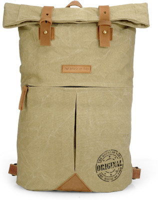 The House of Tara Distress Finish Canvas 20 L Backpack(Khaki)