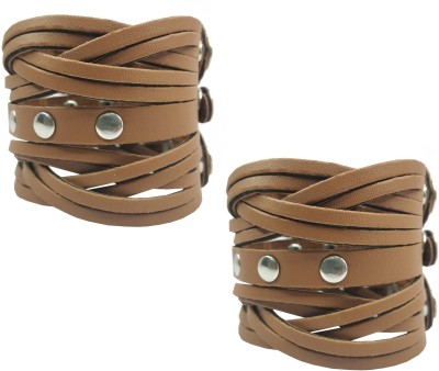 Airtick Leather Bangle Set(Pack of 2)