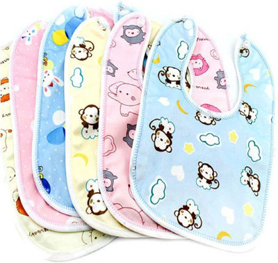 Lappu Baby Double Layered Waterproof Super Soft Cotton Daily Use Bib Set (Pack Of 10 )(Multicolor)