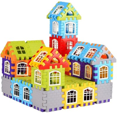 Zooglu Multi Colored 72 Pcs Mega Jumbo Happy Home House Building Blocks with Attractive Windows and Smooth Rounded Edges(Multicolor)